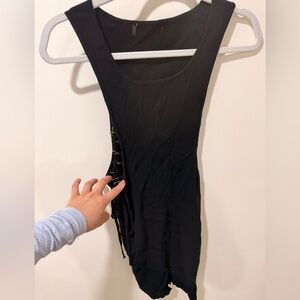 Black Sleeveless Top with Side Details